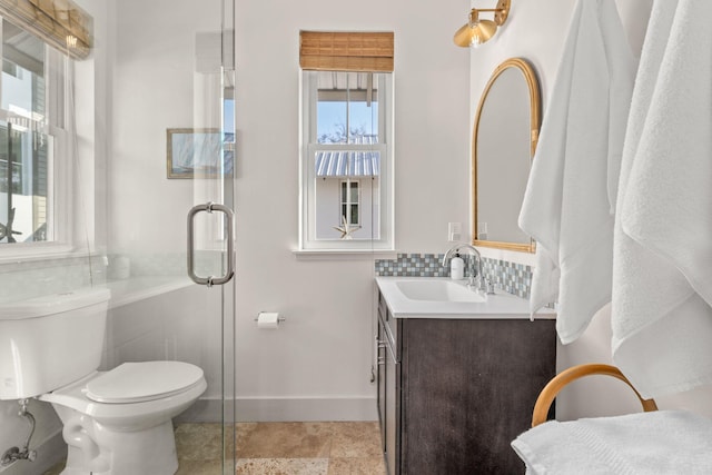 106 N Winston Ln, Inlet Beach, FL 32461 - full bath with vanity, a stall shower, and decorative backsplash