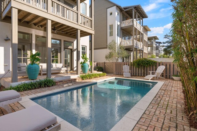 106 N Winston Ln, Inlet Beach, FL 32461 - view of swimming pool with a patio area, a ceiling fan, and outdoor lounge area