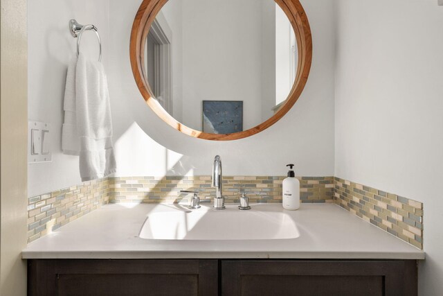 106 N Winston Ln, Inlet Beach, FL 32461 - bathroom with decorative backsplash and vanity