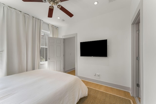 106 N Winston Ln, Inlet Beach, FL 32461 - bedroom featuring wood finished floors, recessed lighting, and ceiling fan
