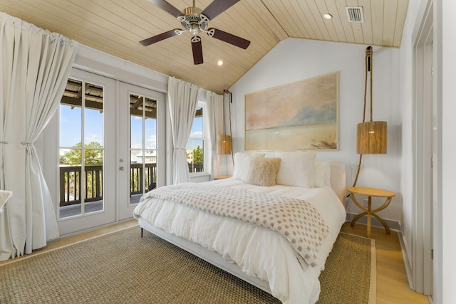 106 N Winston Ln, Inlet Beach, FL 32461 - bedroom featuring multiple windows, wooden ceiling, access to exterior, recessed lighting, and vaulted ceiling