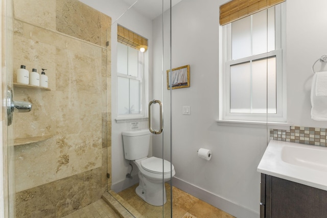 106 N Winston Ln, Inlet Beach, FL 32461 - bathroom featuring vanity, a shower stall, and tile patterned flooring