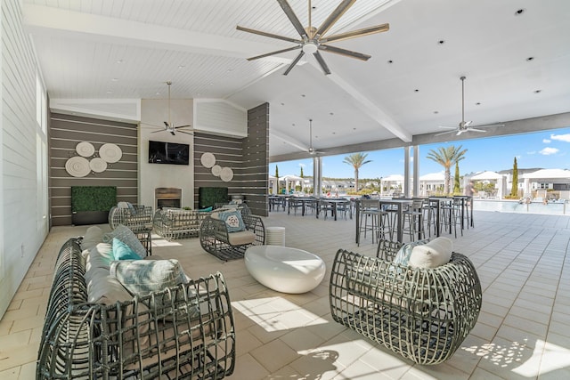 425 W Lafayette, Inlet Beach, FL 32461 - view of patio / terrace featuring a ceiling fan and an outdoor living space