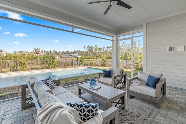 425 W Lafayette, Inlet Beach, FL 32461 - sunroom featuring outdoor lounge area and a ceiling fan
