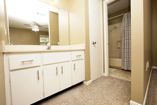 118 5th Ave Unit 118, Shalimar, FL 32579 - full bath with a ceiling fan, vanity, shower / bath combo, and baseboards