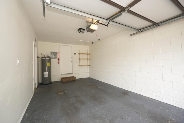 118 5th Ave Unit 118, Shalimar, FL 32579 - garage featuring electric water heater, concrete block wall, electric panel, and a garage door opener