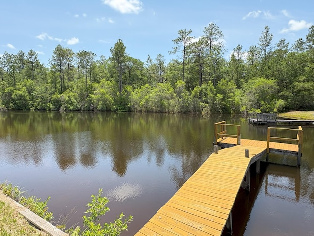 3864 Bear Head Rd, Crestview, FL 32539 - dock area with a water view and a view of trees