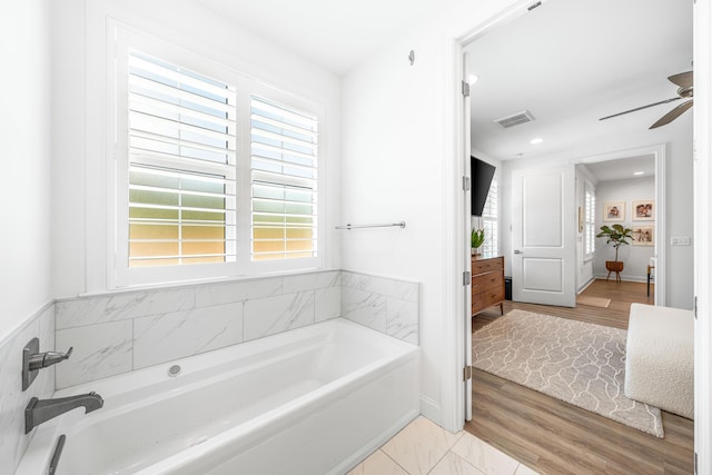229 Windrow Way, Inlet Beach, FL 32461 - full bathroom with a ceiling fan, a garden tub, and recessed lighting