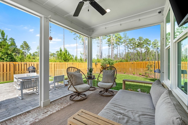 229 Windrow Way, Inlet Beach, FL 32461 - sunroom / solarium featuring a ceiling fan and outdoor dining space