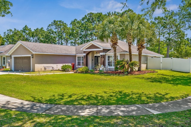 100 Kensington Cir, Panama City Beach, FL 32413 - ranch-style home with stucco siding, a gate, and a garage