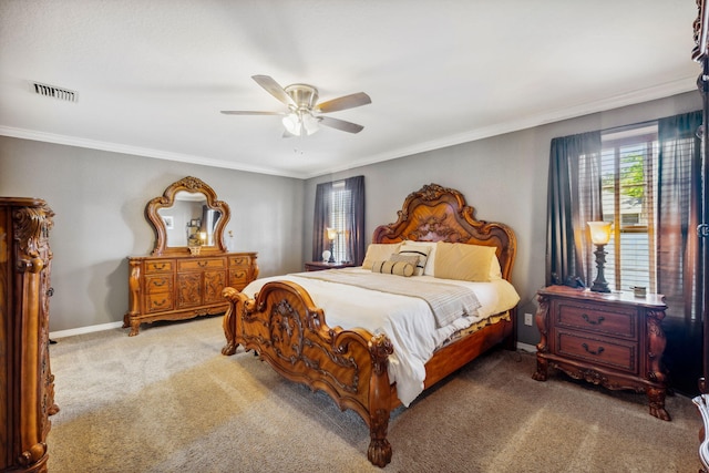 100 Kensington Cir, Panama City Beach, FL 32413 - carpeted bedroom with crown molding, baseboards, and a ceiling fan