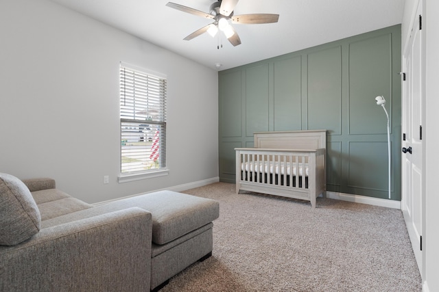 5362 Wyndell Cir, Crestview, FL 32539 - bedroom featuring light carpet, a ceiling fan, and baseboards