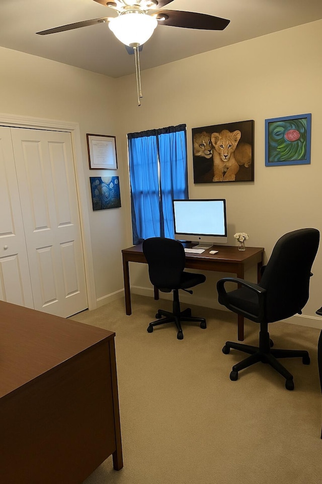 95 Santana Dr, Santa Rosa Beach, FL 32459 - office area featuring a ceiling fan and light carpet