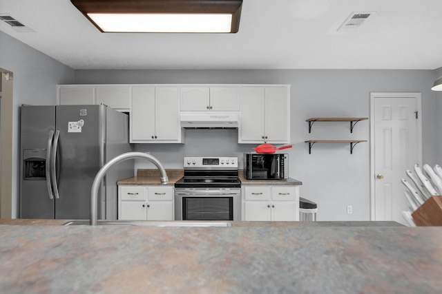 712 Riva Ridge Dr, Crestview, FL 32539 - kitchen with appliances with stainless steel finishes, under cabinet range hood, and white cabinets