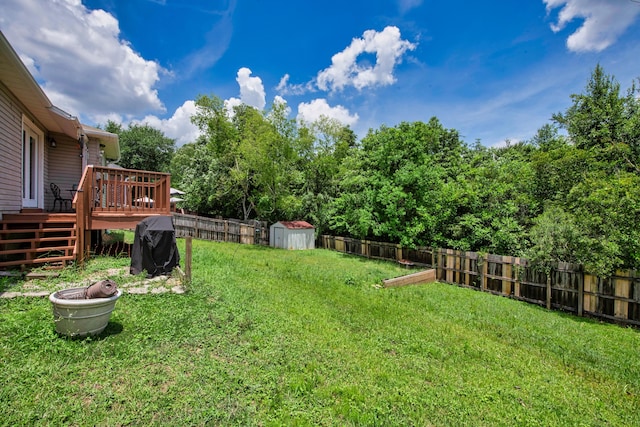 712 Riva Ridge Dr, Crestview, FL 32539 - fenced backyard featuring a deck and a storage unit