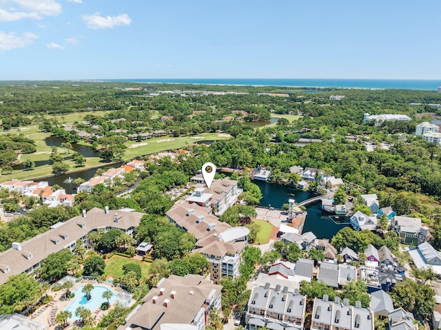 9100 Baytowne Wharf Blvd Unit 366-8, Miramar Beach, FL 32550 - aerial perspective of suburban area with a nearby body of water and a golf course