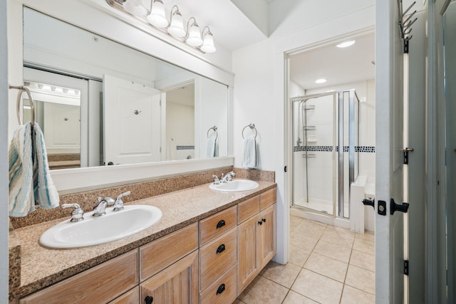 9100 Baytowne Wharf Blvd Unit 366-8, Miramar Beach, FL 32550 - full bathroom featuring tile patterned floors, a shower stall, and double vanity