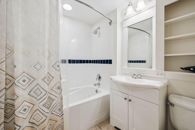 9100 Baytowne Wharf Blvd Unit 366-8, Miramar Beach, FL 32550 - bathroom featuring vanity, toilet, shower / tub combo, and tile patterned floors