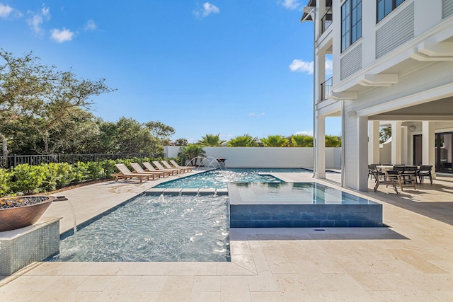 5012 W County Highway 30a, Santa Rosa Beach, FL 32459 - view of pool featuring a patio area, a fenced backyard, and a pool with connected hot tub