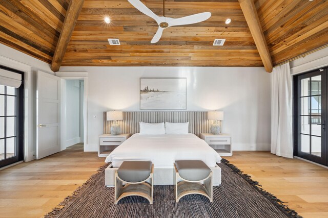 5012 W County Highway 30a, Santa Rosa Beach, FL 32459 - bedroom with wood ceiling, lofted ceiling, and light wood-style flooring