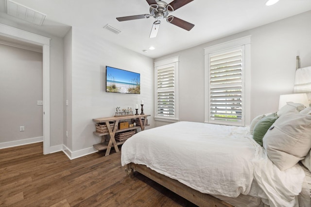 327 Cobalt Ln, Miramar Beach, FL 32550 - bedroom with wood finished floors, recessed lighting, baseboards, and ceiling fan