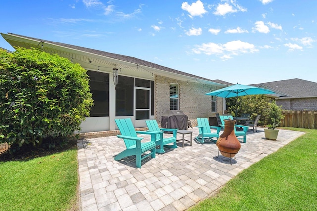 327 Cobalt Ln, Miramar Beach, FL 32550 - view of patio / terrace with a sunroom and grilling area