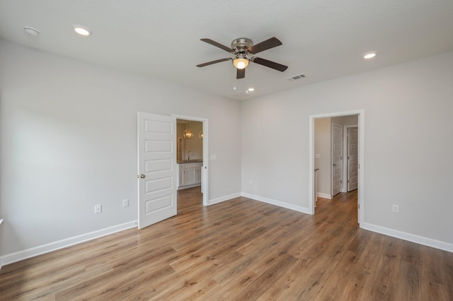 581 Ridge Lake Rd, Crestview, FL 32536 - unfurnished bedroom featuring light wood-type flooring, baseboards, recessed lighting, and ceiling fan