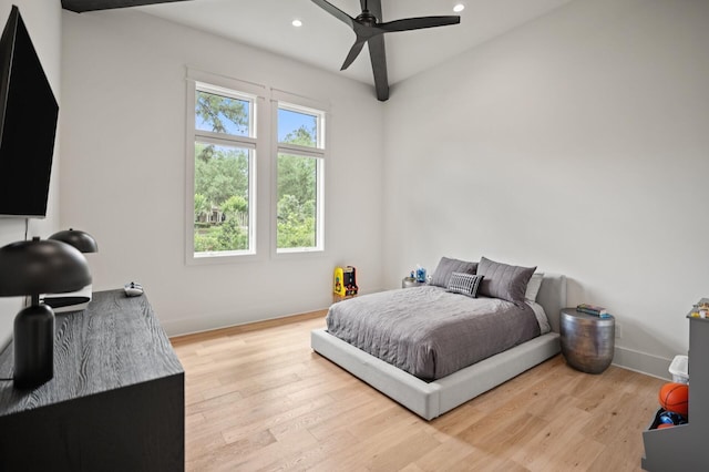 3502 Burnt Pine Ln, Miramar Beach, FL 32550 - bedroom with recessed lighting, light wood-style flooring, and ceiling fan