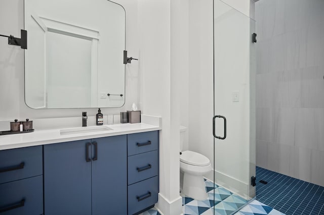 3502 Burnt Pine Ln, Miramar Beach, FL 32550 - full bath featuring a stall shower, vanity, and tile patterned flooring