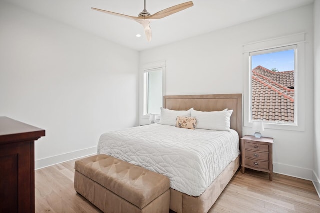 3502 Burnt Pine Ln, Miramar Beach, FL 32550 - bedroom featuring light wood-style flooring, recessed lighting, and a ceiling fan