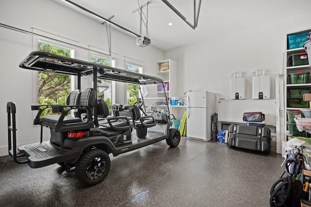 3502 Burnt Pine Ln, Miramar Beach, FL 32550 - garage featuring freestanding refrigerator and a garage door opener