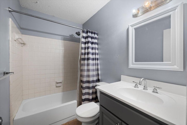 1008 Aspen Ct, Fort Walton Beach, FL 32547 - full bathroom featuring vanity, toilet, shower / bath combo, and a textured ceiling