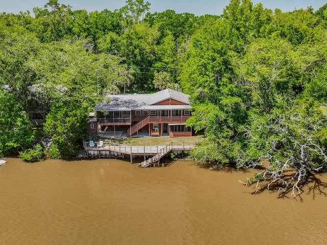891 Choctawhatchee River Rd, Ponce De Leon, FL 32455 - aerial view of property and surrounding area with a large body of water and a forest