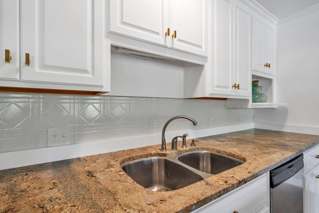 891 Choctawhatchee River Rd, Ponce De Leon, FL 32455 - kitchen featuring a sink, dishwasher, white cabinets, and backsplash