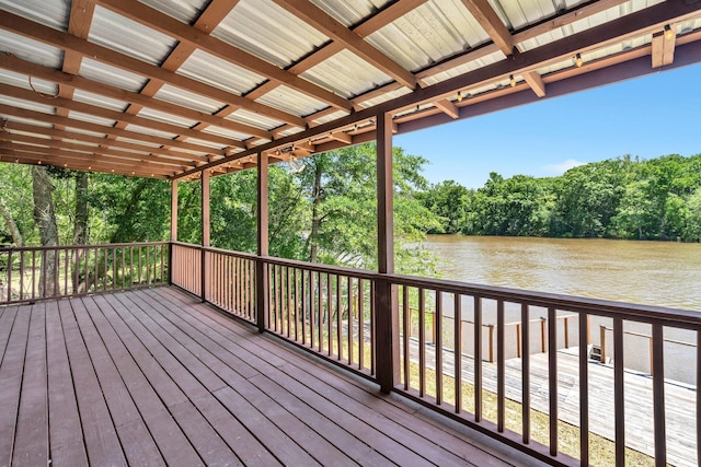 891 Choctawhatchee River Rd, Ponce De Leon, FL 32455 - wooden terrace with a water view and view of wooded area