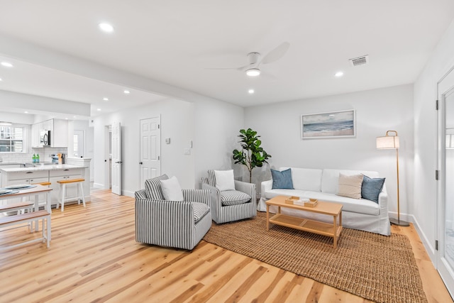 43 Summer Haven Trl Unit 3, Miramar Beach, FL 32550 - living area with light wood-type flooring, recessed lighting, a ceiling fan, and baseboards