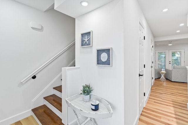 43 Summer Haven Trl Unit 3, Miramar Beach, FL 32550 - staircase featuring wood finished floors, recessed lighting, and french doors