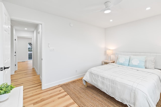 43 Summer Haven Trl Unit 3, Miramar Beach, FL 32550 - bedroom with light wood finished floors, baseboards, recessed lighting, and a ceiling fan