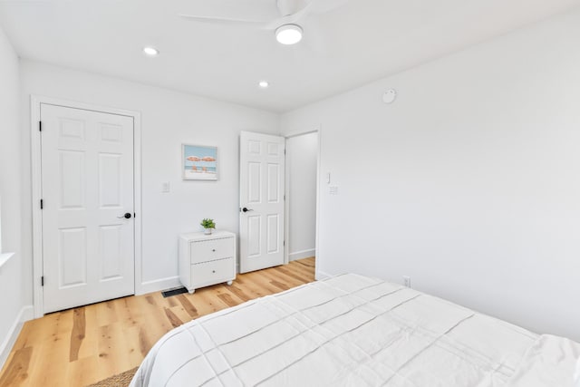 43 Summer Haven Trl Unit 3, Miramar Beach, FL 32550 - bedroom with light wood-type flooring, recessed lighting, baseboards, and a ceiling fan