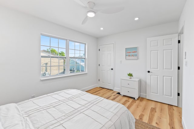 43 Summer Haven Trl Unit 3, Miramar Beach, FL 32550 - bedroom with light wood-type flooring, recessed lighting, baseboards, and a ceiling fan