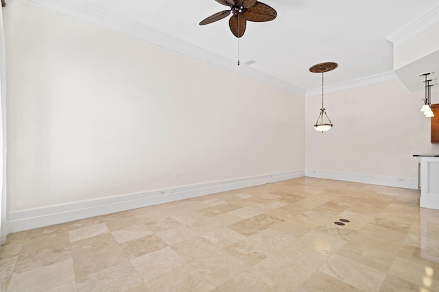 9201 Market St Inn Unit 159, Miramar Beach, FL 32550 - empty room featuring ornamental molding, ceiling fan, and baseboards