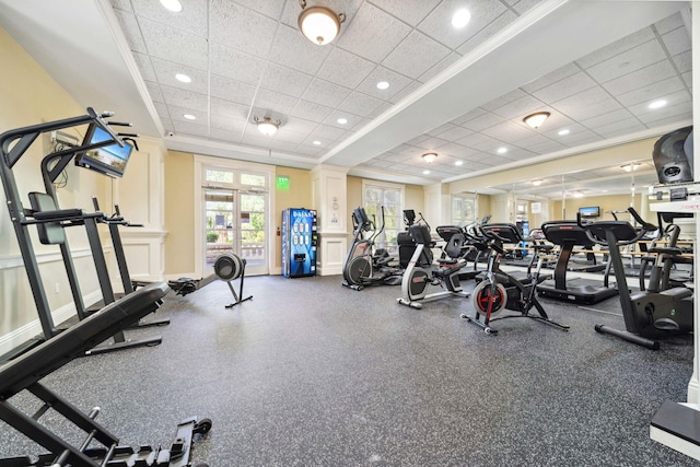 9201 Market St Inn Unit 159, Miramar Beach, FL 32550 - gym with a paneled ceiling and recessed lighting