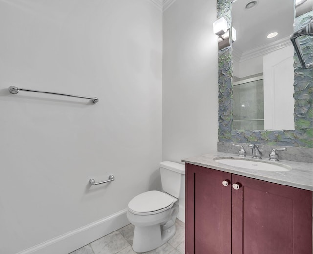 9201 Market St Inn Unit 159, Miramar Beach, FL 32550 - full bath with ornamental molding, vanity, toilet, a shower, and baseboards