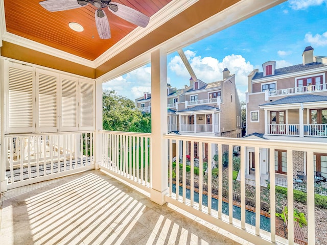 9201 Market St Inn Unit 159, Miramar Beach, FL 32550 - balcony featuring a ceiling fan and a residential view