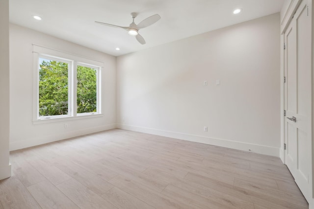55 May Dr, Santa Rosa Beach, FL 32459 - spare room with light wood-type flooring, ceiling fan, baseboards, and recessed lighting