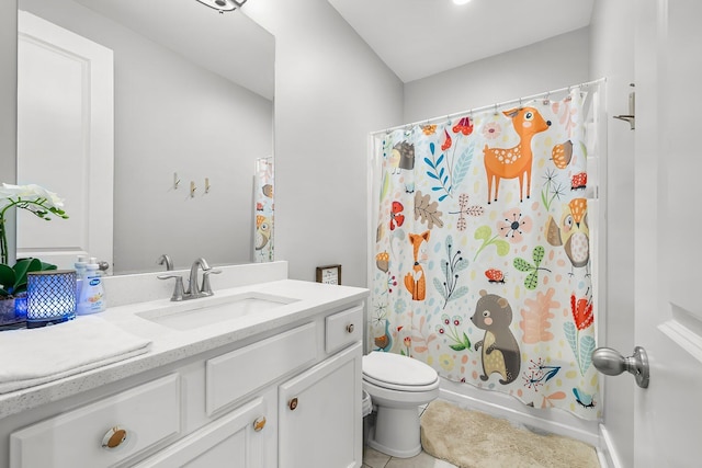 3204 Airport Rd, Panama City, FL 32405 - bathroom with toilet, vanity, tile patterned floors, and shower / tub combo