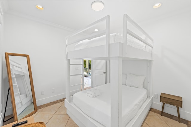 40 W Palm Beach Ct, Miramar Beach, FL 32550 - bedroom with crown molding, baseboards, light tile patterned flooring, and recessed lighting