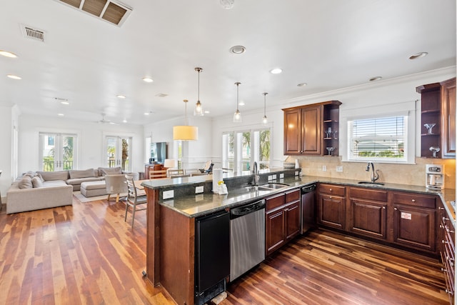 40 W Palm Beach Ct, Miramar Beach, FL 32550 - kitchen featuring stainless steel dishwasher, open shelves, a sink, and recessed lighting