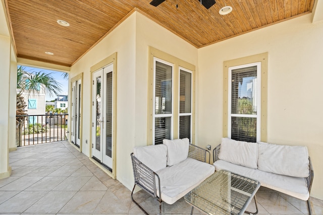 40 W Palm Beach Ct, Miramar Beach, FL 32550 - balcony with french doors, outdoor lounge area, and a ceiling fan