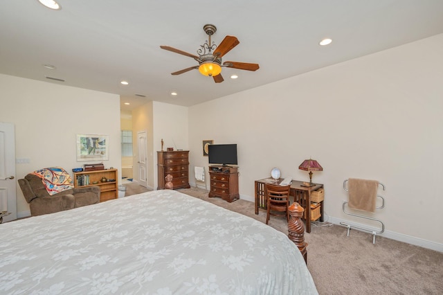 1405 N Bayshore Dr, Niceville, FL 32578 - carpeted bedroom with recessed lighting, baseboards, and a ceiling fan